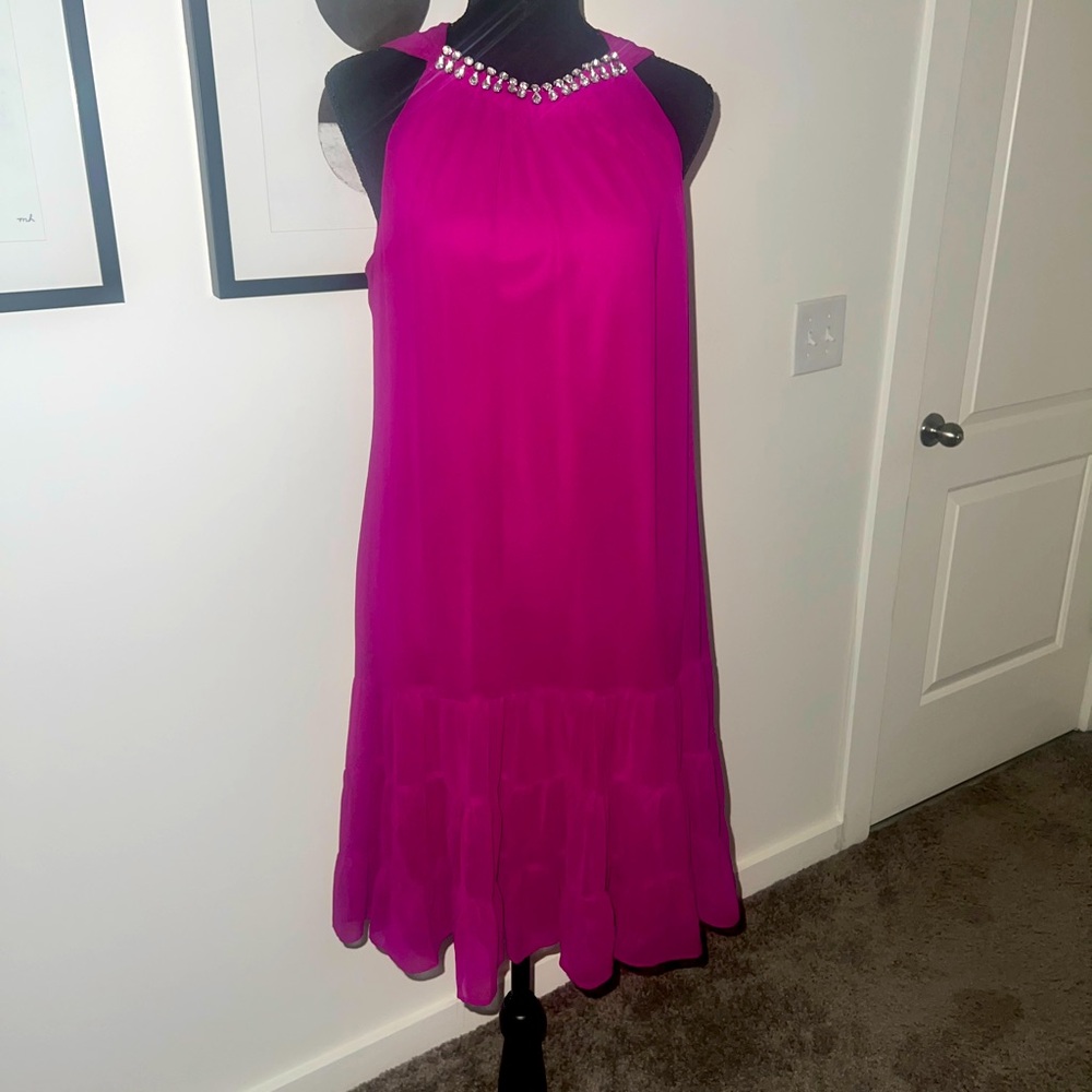 Purple cocktail dress with rhinestone collar!